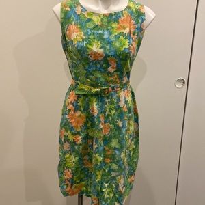 Vintage blue, green and peach flowers dress. Med